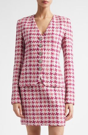 St. John Suzy Ritz Tweed Jacket in Peony /Magenta Metallic Multi at Nordstrom, Size 14