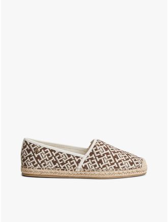 Tommy Hilfiger Womens Monogram Jacquard Espadrille - Brown - US 6.5 / EU 37