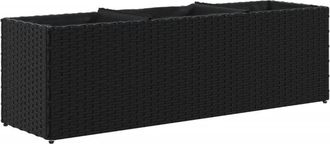 vidaXL Garden Planter with 3 Pots Black 105x30x32 cm Poly Rattan vidaXL