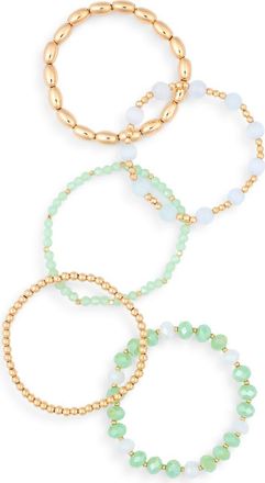 Nordstrom Rack Assorted 5-Pack Stretch Bracelets in Mint- Gold at Nordstrom Rack