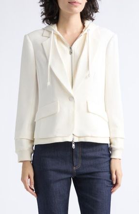 Cinq &agrave; Sept Le Petite Khloe Zip-Up Hoodie Blazer in Ivory/ivory at Nordstrom, Size 00
