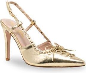 Chase + Chloe by Intouch Footwear Amalia Stud Slingback Pointed Toe Pump in Gold Metallic at Nordstrom Rack, Size 6.5