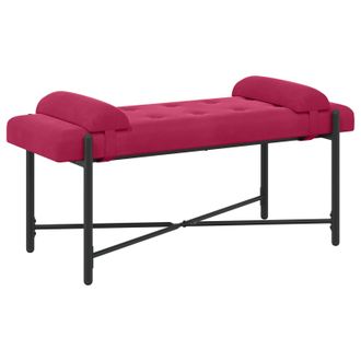 vidaXL Banco Con Botones Y Cojines Rojo Vino 110 X 40 X 46 Cm Vidaxl