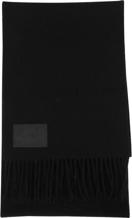 Hogan Grijze Sjaal met Franje en Logo - Heren - Wintersjaals - Zwart - ONE Size - Accessoires