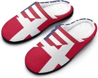Generic U.S. Denmark Flag Slippers Men Winter Warm Cotton Anti-Slip Indoor Slip-Ons House Shoes
