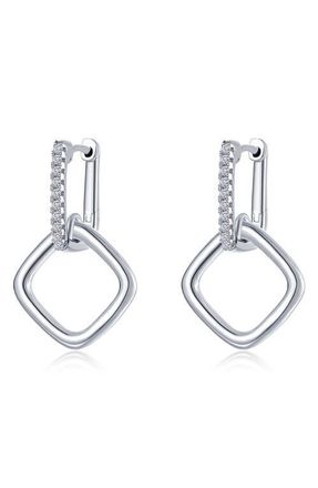Lafonn Lumina Cube Simulated Diamond Drop Earrings in Silver at Nordstrom