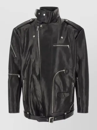Rick Owens bauhaus stooges jacket belt collar epaulettes