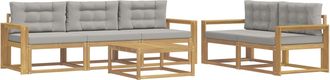 vidaXL Conjunto De Sof&aacute;s De Exterior 6 Uds. Blanco Y Gris Claro Vidaxl