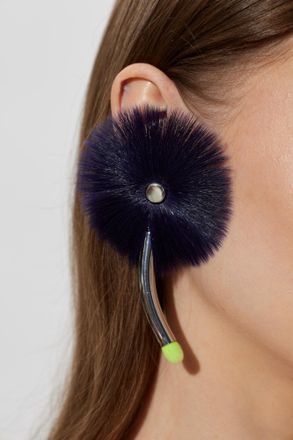 Issey Miyake Earrings With Floral Motif, Womens, Navy Blue