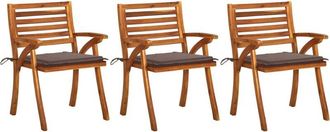 vidaXL Sillas De Comedor Jard&iacute;n Y Cojines 3 Uds Madera Maciza Acacia Vidaxl