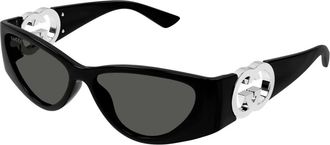 Gucci 90s stijl cat-eye zonnebril - Dames - Zonnebrillen - Zwart - 55 MM - Accessoires