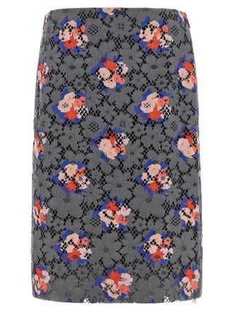 Fendi Gray Cotton Midi Womens Skirt