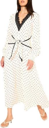 Mint Velvet Polka Dot Tie Maxi Dress in Cream at Nordstrom, Size 14