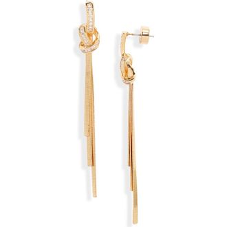 Nordstrom Cubic Zirconia Knot Tassel Drop Earrings in Clear- Gold at Nordstrom