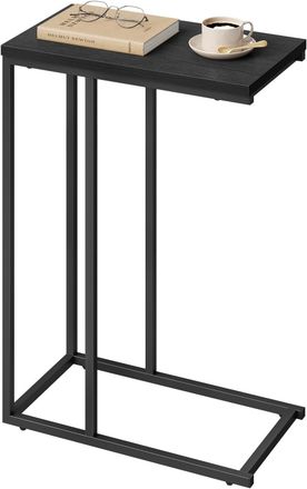 Woltu Woltu - Mesa Auxiliar Mesa De Centro Mesita De Noche Mesa Port&aacute;til Marco De Metal Tablero De Madera 45x25x63.5cm Negro