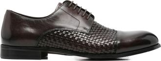 Alberto Gozzi Brown Woven Panel Lace-Up Leather Flats