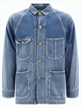 Orslow Relaxed Fit Denim Jacket With Vintage Wash And Patch Pockets