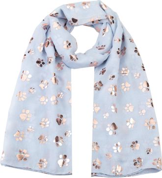 World of Shawls Rose Gold Foiled Animal Dogs Paw Print Scarf Wraps Shawl Scarves (Baby Blue)