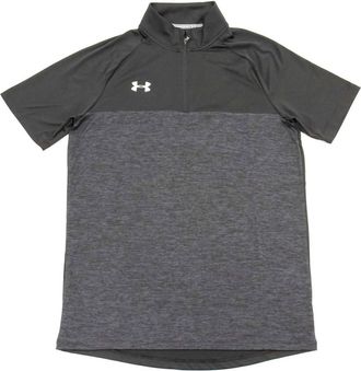 Under Armour Mens Locker Jacquard Quarter Zip Shirt Top In Black