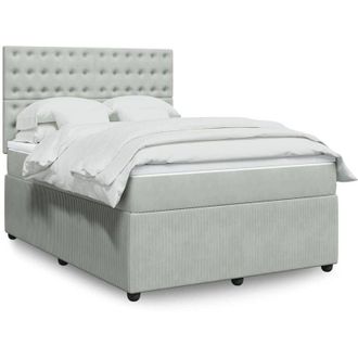 vidaXL Vidaxl - Cama Box Spring Con Colch&oacute;n Terciopelo Gris Claro 140x190 Cm
