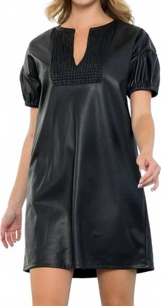 THML Clothing Short Sleeve Leather Dress In Black