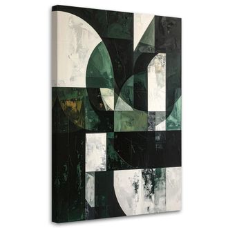 Feeby Cuadro En Lienzo, Abstracci&oacute;n Con Formas Geom&eacute;tricas Verde, 80x120