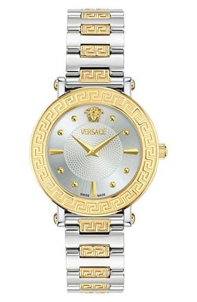 Versace Greca Sphere Two-Tone Bracelet Watch, 35mm in Two Tone at Nordstrom