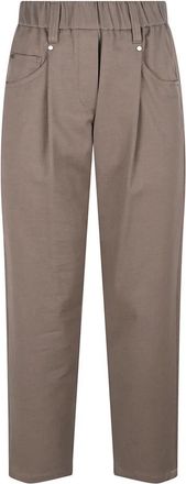 Brunello Cucinelli Baggy Broeken - Dames - Broeken - Bruin - XS - Katoen - Broeken