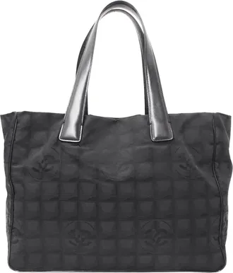 Chanel Black Nylon Handbag Tote Bag (Pre-Owned)