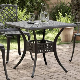 Berkfield Home Garden Table Black 80x80x75 cm Cast Aluminium | Size: 80 x 80 x 75 cm
