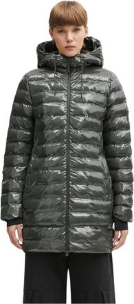 Rains Lohja Curve Hooded Puffer Coat - Jackets - Mujer - Verde - XS