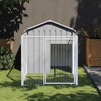 vidaXL Vidaxl - Caseta Perros Corral Acero Galvanizado Gris Claro 117x201x123cm