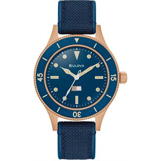 Bulova Archive Series Mil Ships 150th Anniversary Edition Mens Blue Watch 98A325 Silicone - One Size