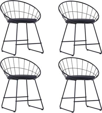 vidaXL Vidaxl - Sedie da Pranzo con Seduta in Similpelle 4 pz Nere in Acciaio