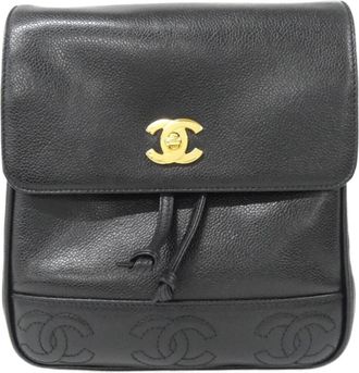 Chanel Black Grained Calfskin Backpack (Pre-Owned)
