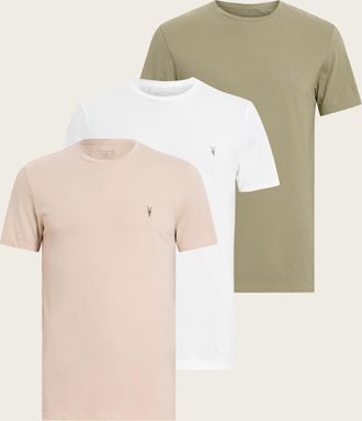 AllSaints Mens Cotton Tonic Crew Ramskull T-Shirts 3 Pack, Size: XS