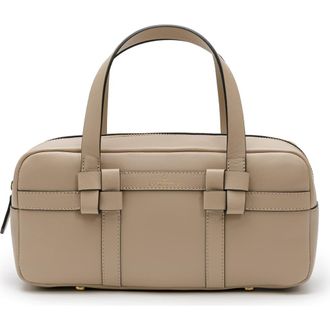 La Portegna Bibi Leather Bag With Shoulder Strap And Iconic Knots in Khaki at Nordstrom