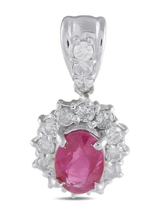 Luxury Bazaar platinum diamond and ruby pendant - women - Platinum/Diamond/Ruby - One Size - Silver