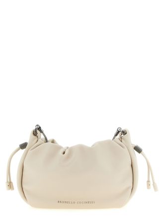 Brunello Cucinelli White Lamb Leather Crossbody Womens Bag