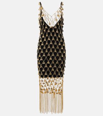 Paco Rabanne Embellished brass chain midi dress