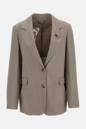 Golden Goose Blazer Gessato Con Spilla