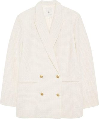 Anine Bing Jasmine double-breasted blazer - women - Nylon/Acetate/Wool - S - Neutrals