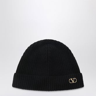 Valentino Garavani Black Vlogo Signature cashmere beanie
