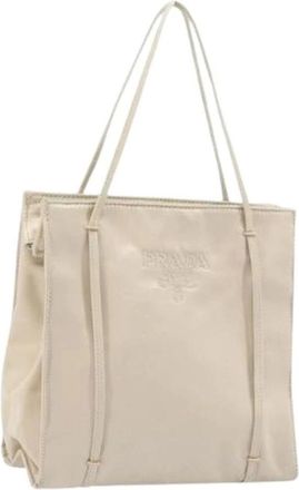 Prada Pre-owned Tote Bags, female, Beige, Size: ONE SIZE Pre-owned Satin Hand Bag