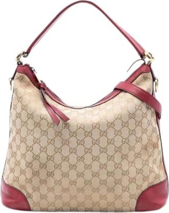 Gucci Pre-owned Shoulder Bags, female, Beige, Size: ONE SIZE Pre-owned Canvas Satchel