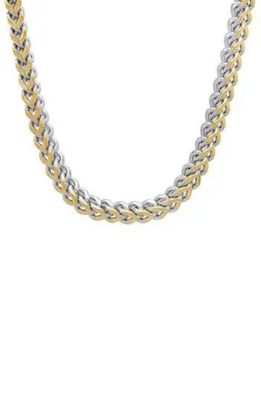 Steeltime Mens Two-Tone Stainless Steel Wheat Chain Necklace in Silver/Gold at Nordstrom Rack