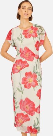 Yumi Poppy Print Midi Mesh Dress in Ivory at Nordstrom, Size 10