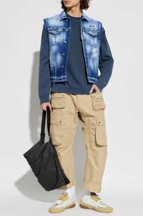 Dsquared2 Denim Vest With vintage Effect, Mens, Blue