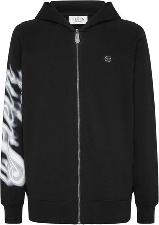 Philipp Plein Zip Hoodie Blur Signature - Heren - Vesten met rits - Zwart - M - Katoen - Hoodies & sweatvesten