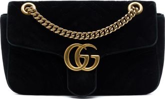 Gucci Pre-owned Gucci Medium GG Marmont Matelasse Velvet Shoulder Bag Ladies YMCJBMQR41KBLM7Z
